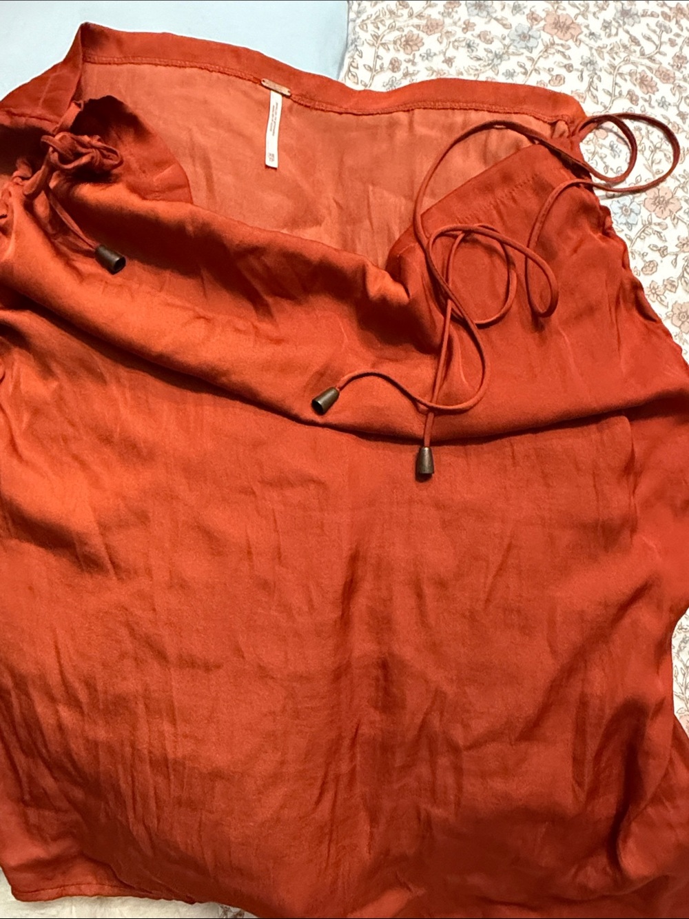 Free People Rust Orange Tie-Shoulder Sleeveless Camisole
